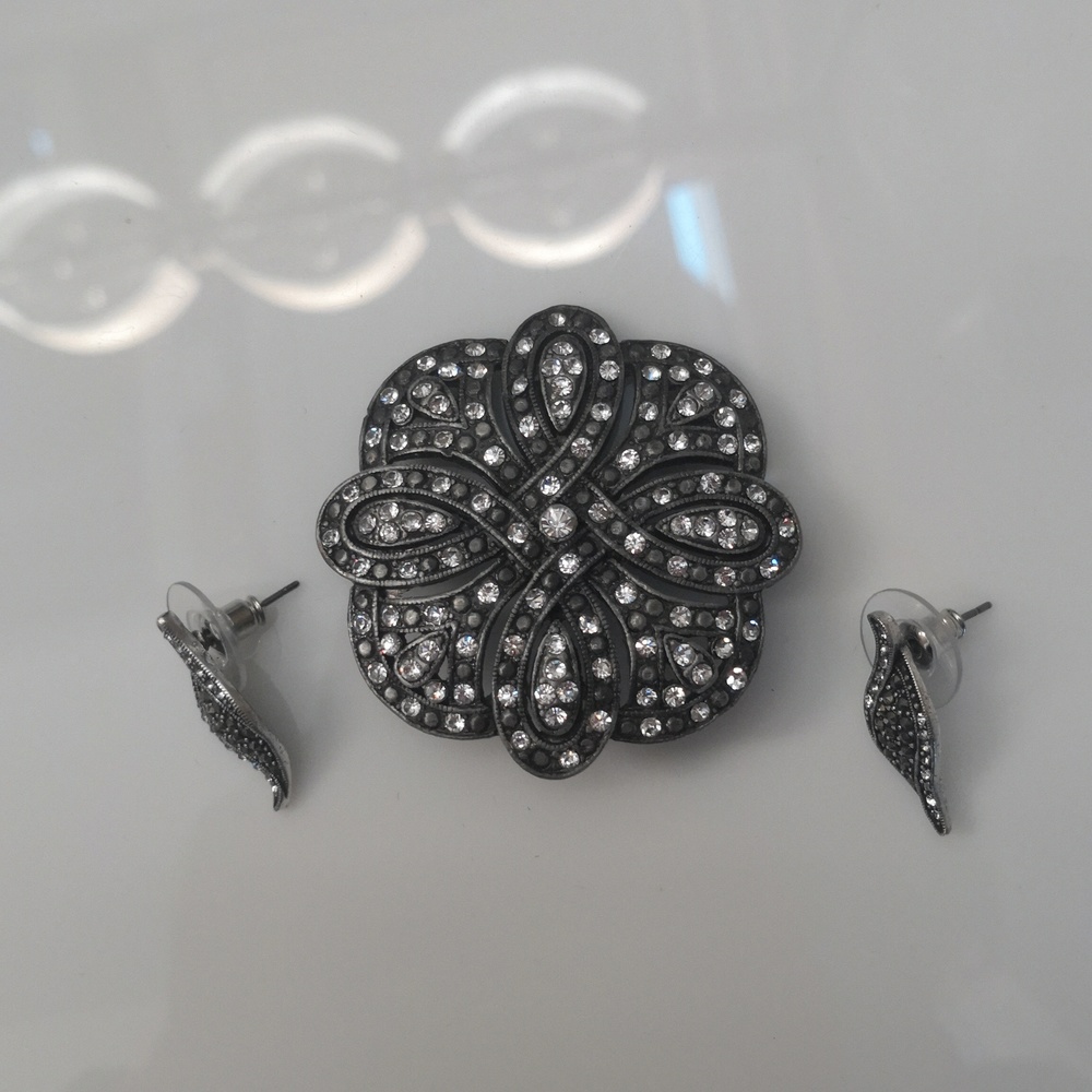 Vintage Marcasite Brooch and Earrings